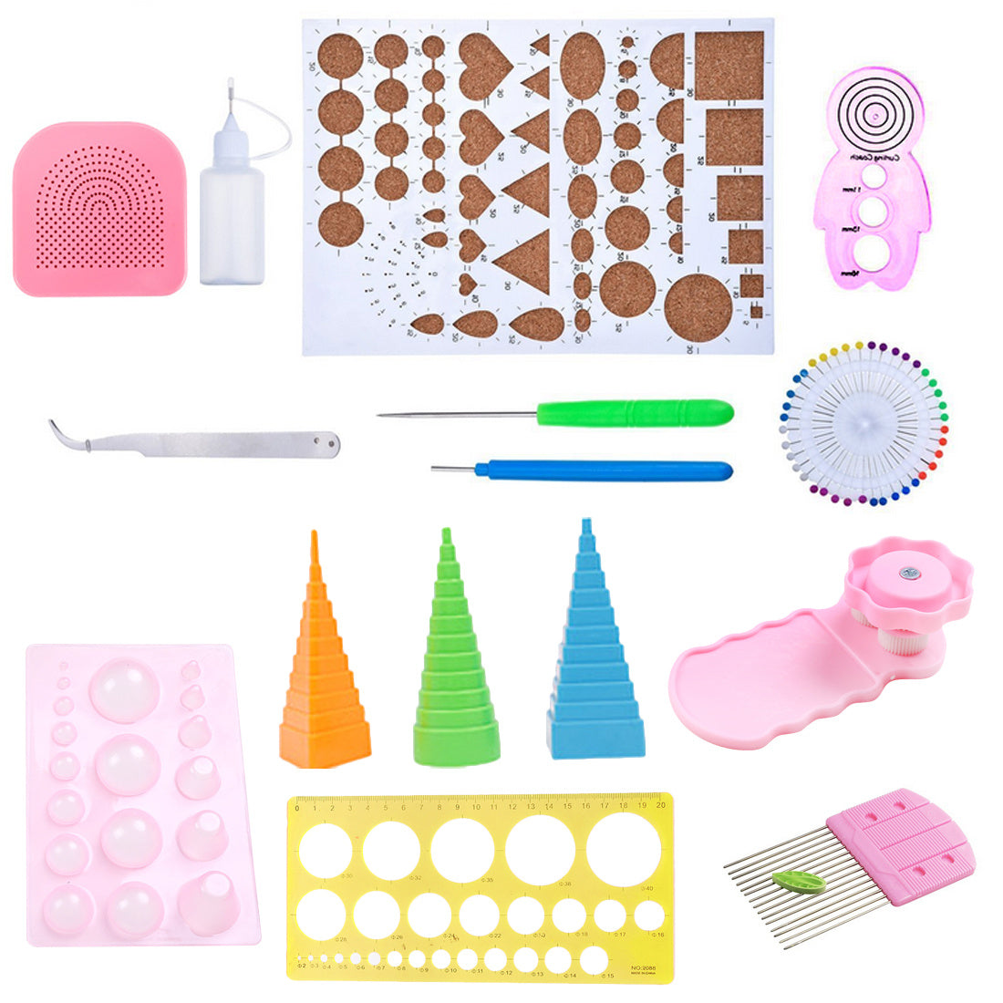 Monochrome Paper Craft Kit by Arts And More with stencil, pins, tools, and shaping molds for paper crafting